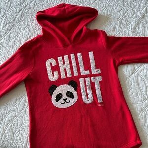 Flip sequin red hoodie with panda